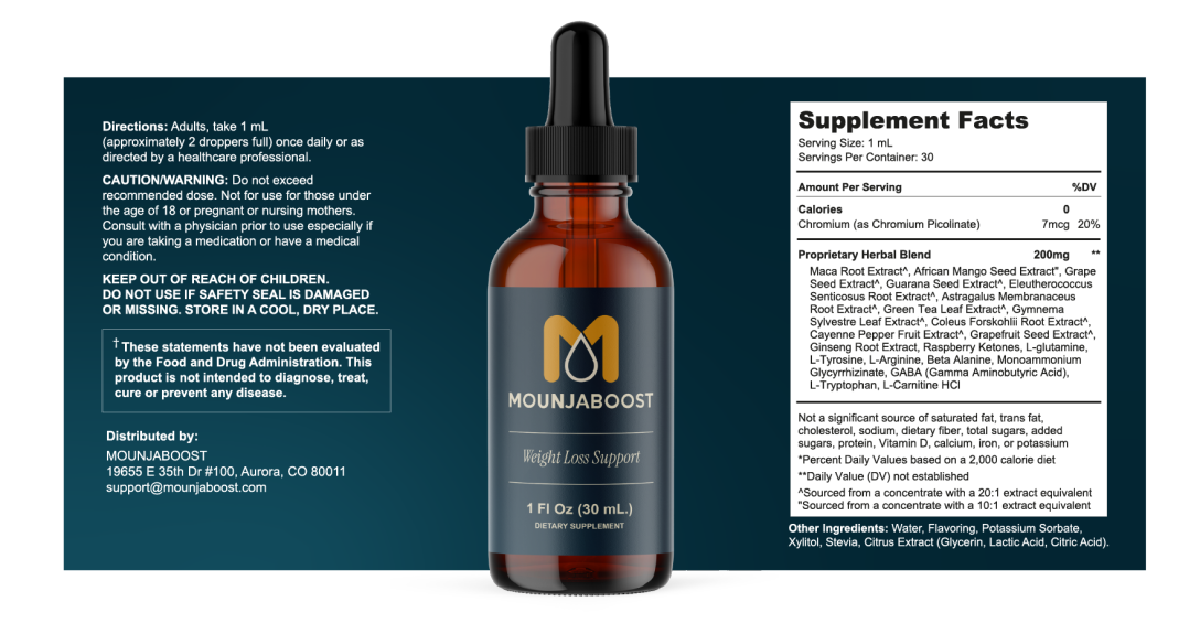 MounjaBoost Product Label